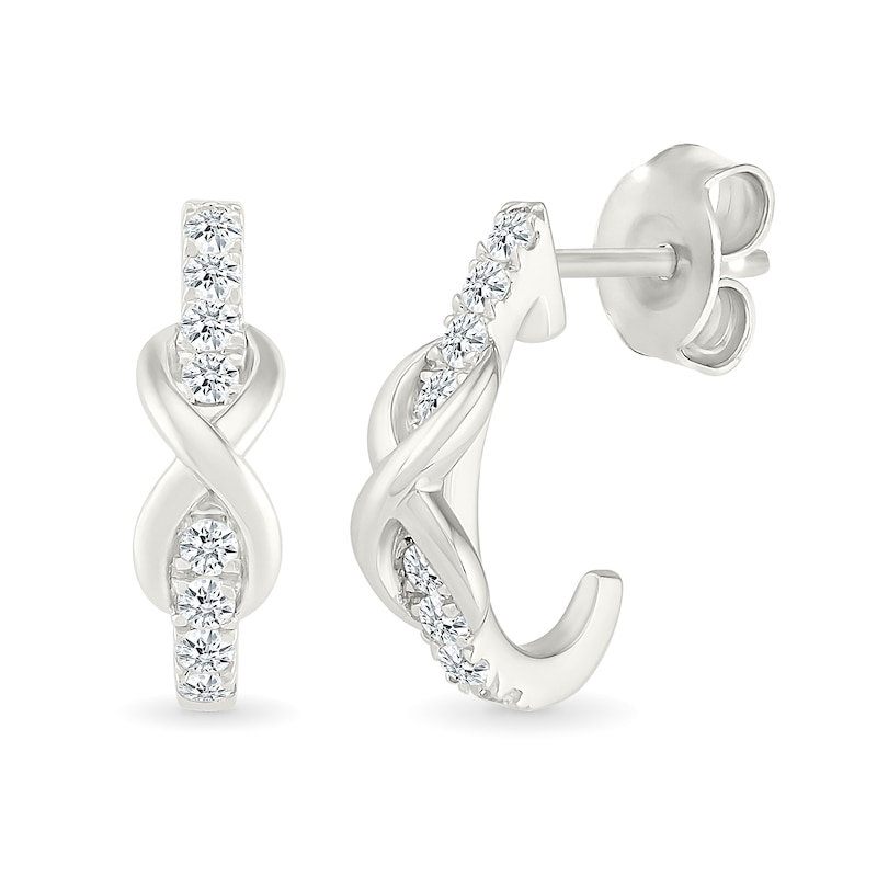 0.23 CT. T.W. Diamond Infinity J-Hoop Earrings in Sterling Silver