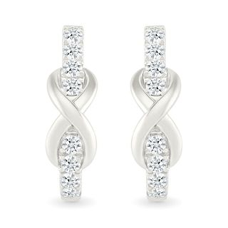 0.23 CT. T.W. Diamond Infinity J-Hoop Earrings in Sterling Silver