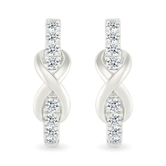 0.23 CT. T.W. Diamond Infinity J-Hoop Earrings in Sterling Silver