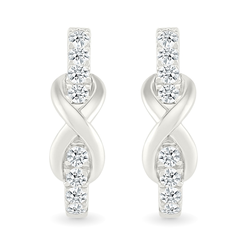 Main Image 3 of 0.23 CT. T.W. Diamond Infinity J-Hoop Earrings in Sterling Silver