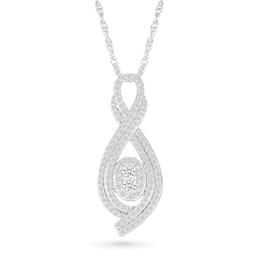 0.95 CT. T.W. Oval-Shaped Multi-Diamond Infinity Pendant in 10K White Gold