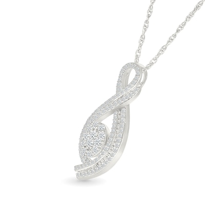 0.95 CT. T.W. Oval-Shaped Multi-Diamond Infinity Pendant in 10K White Gold