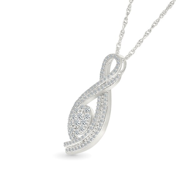 0.95 CT. T.W. Oval-Shaped Multi-Diamond Infinity Pendant in 10K White Gold