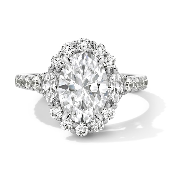 Vera Wang Love Collection 2.95 CT. T.W. Oval Certified Lab-Created Diamond Scallop Engagement Ring in 14K White Gold