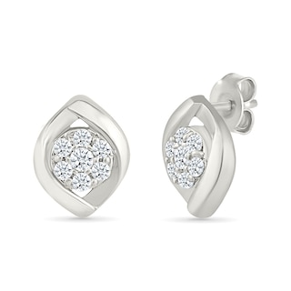 0.23 CT. T.W. Multi-Diamond Twist Frame Stud Earrings in 10K White Gold