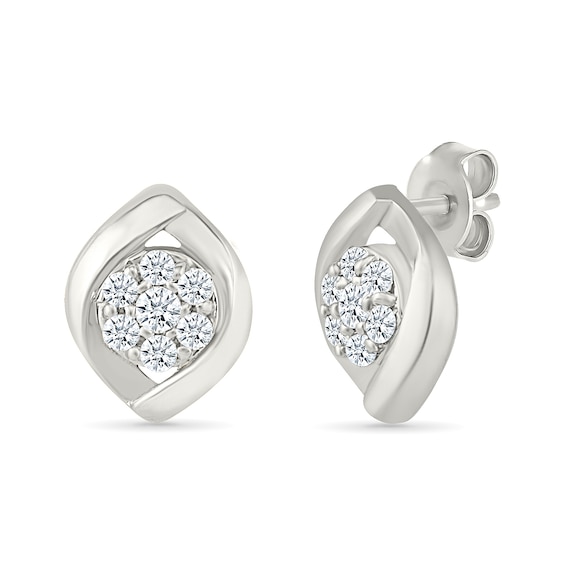 0.23 CT. T.W. Multi-Diamond Twist Frame Stud Earrings in 10K White Gold