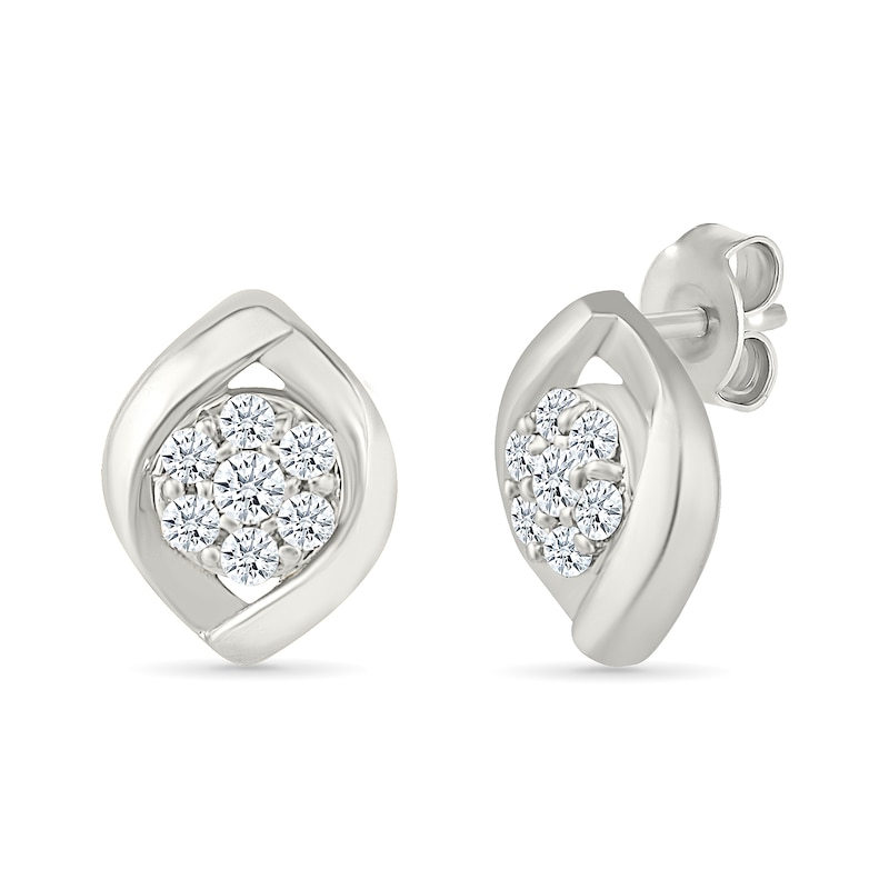 0.23 CT. T.W. Multi-Diamond Twist Frame Stud Earrings in 10K White Gold