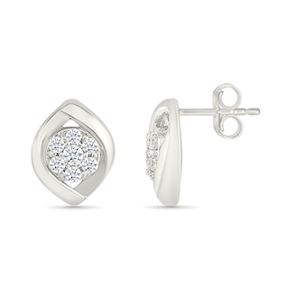 0.23 CT. T.W. Multi-Diamond Twist Frame Stud Earrings in 10K White Gold