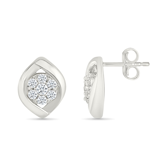 0.23 CT. T.W. Multi-Diamond Twist Frame Stud Earrings in 10K White Gold