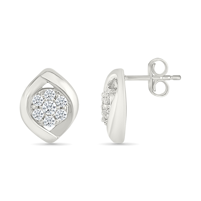 0.23 CT. T.W. Multi-Diamond Twist Frame Stud Earrings in 10K White Gold