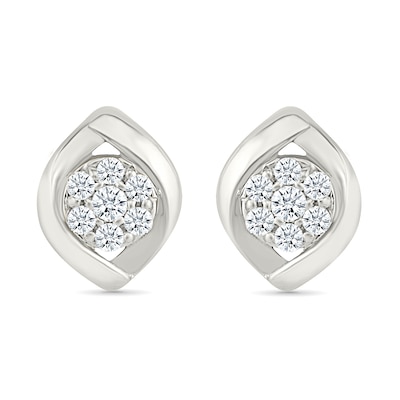 0.23 CT. T.W. Multi-Diamond Twist Frame Stud Earrings in 10K White Gold