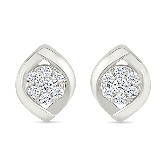 0.23 CT. T.W. Multi-Diamond Twist Frame Stud Earrings in 10K White Gold