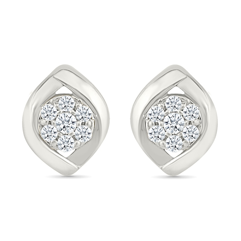 0.23 CT. T.W. Multi-Diamond Twist Frame Stud Earrings in 10K White Gold