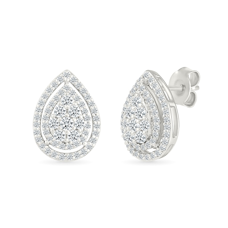 0.45 CT. T.W. Multi-Diamond Teardrop Frame Stud Earrings in 10K White Gold