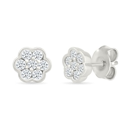 0.23 CT. T.W. Diamond Flower Stud Earrings in 10K White Gold