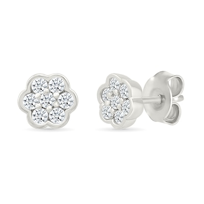 0.23 CT. T.W. Diamond Flower Stud Earrings in 10K White Gold