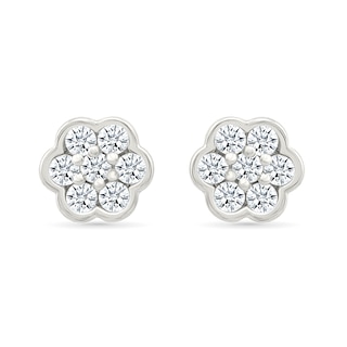 0.23 CT. T.W. Diamond Flower Stud Earrings in 10K White Gold