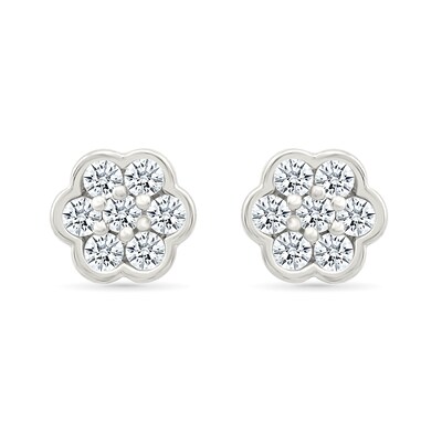 0.23 CT. T.W. Diamond Flower Stud Earrings in 10K White Gold