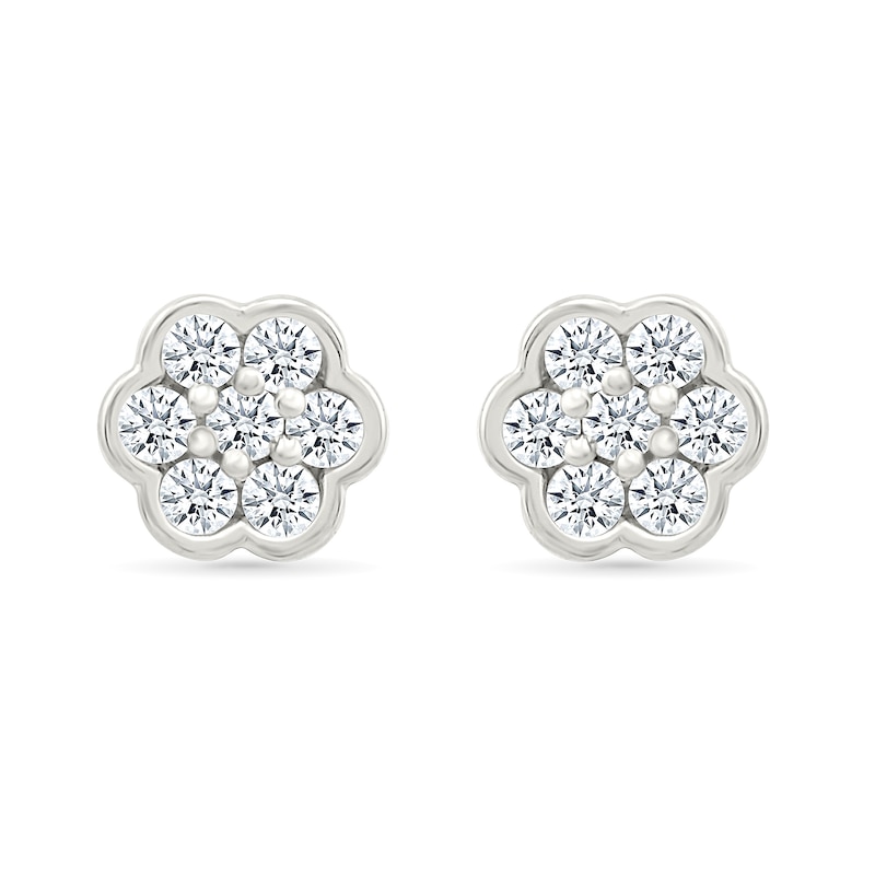 0.23 CT. T.W. Diamond Flower Stud Earrings in 10K White Gold