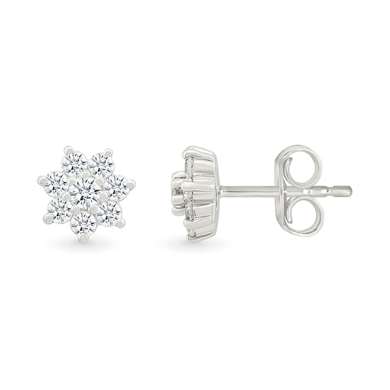 0.23 CT. T.W. Diamond Flower Stud Earrings in Sterling Silver