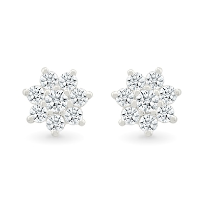 0.23 CT. T.W. Diamond Flower Stud Earrings in Sterling Silver