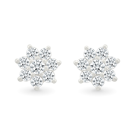 0.23 CT. T.W. Diamond Flower Stud Earrings in Sterling Silver