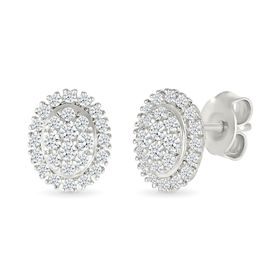 0.23 CT. T.W. Oval-Shaped Multi-Diamond Frame Stud Earrings in 10K White Gold