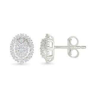 0.23 CT. T.W. Oval-Shaped Multi-Diamond Frame Stud Earrings in 10K White Gold