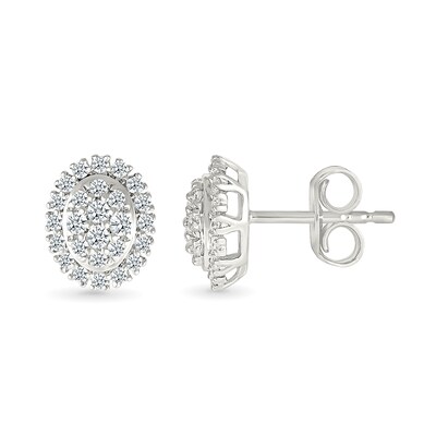 0.23 CT. T.W. Oval-Shaped Multi-Diamond Frame Stud Earrings in 10K White Gold