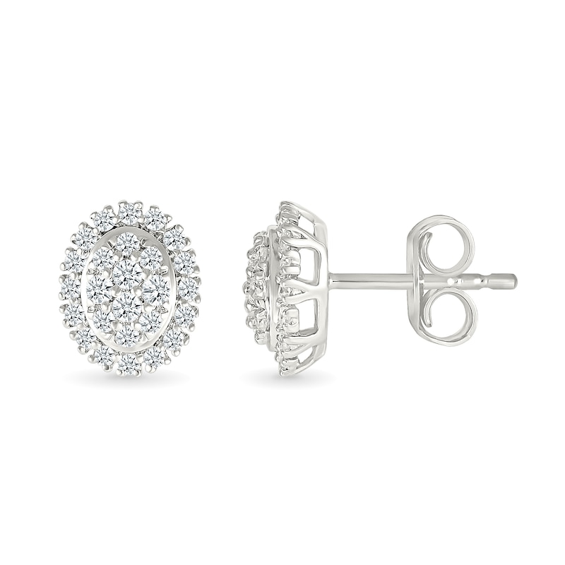 0.23 CT. T.W. Oval-Shaped Multi-Diamond Frame Stud Earrings in 10K White Gold