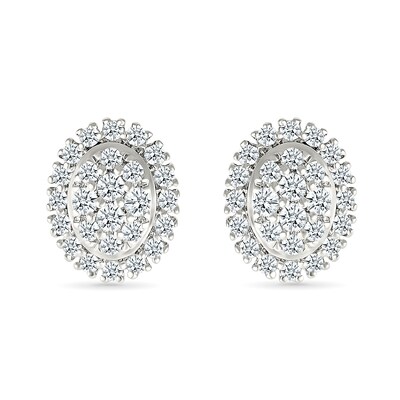 0.23 CT. T.W. Oval-Shaped Multi-Diamond Frame Stud Earrings in 10K White Gold