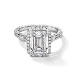 Vera Wang Love Collection 4.95 CT. T.W. Emerald Certified Lab-Created Diamond Frame Engagement Ring in 14K White Gold