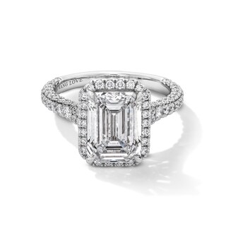 Vera Wang Love Collection 4.95 CT. T.W. Emerald Certified Lab-Created Diamond Frame Engagement Ring in 14K White Gold