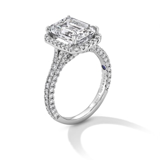 Vera Wang Love Collection 4.95 CT. T.W. Emerald Certified Lab-Created Diamond Frame Engagement Ring in 14K White Gold