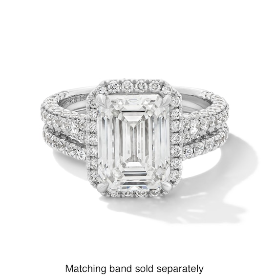 Vera Wang Love Collection 4.95 CT. T.W. Emerald Certified Lab-Created Diamond Frame Engagement Ring in 14K White Gold