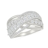 Thumbnail Image 1 of 0.95 CT. T.W. Diamond Crossover Multi-Row Fashion Ring in Sterling Silver