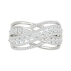 Thumbnail Image 2 of 0.95 CT. T.W. Diamond Crossover Multi-Row Fashion Ring in Sterling Silver