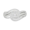 0.45 CT. T.W. Diamond Swirl Frame Multi-Row Fashion Ring in Sterling Silver