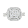 0.95 CT. T.W. Quad Diamond Triple Cushion Frame Fashion Ring in Sterling Silver