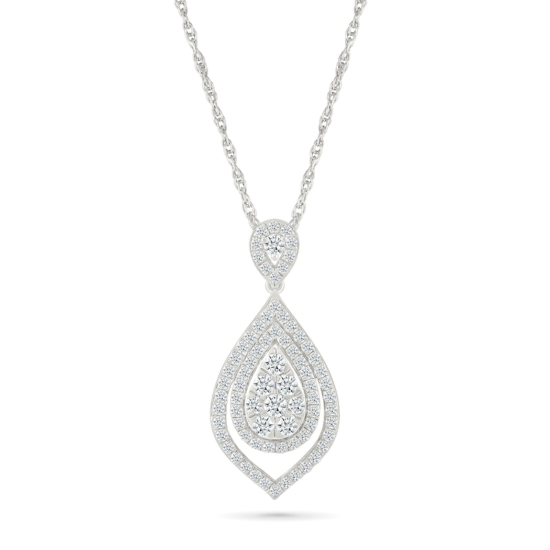 0.95 CT. T.W. Diamond Arabesque Frame Pendant in Sterling Silver