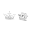 Thumbnail Image 1 of Enchanted Disney 0.085 CT. T.W. Diamond Crown Stud Earrings in Sterling Silver