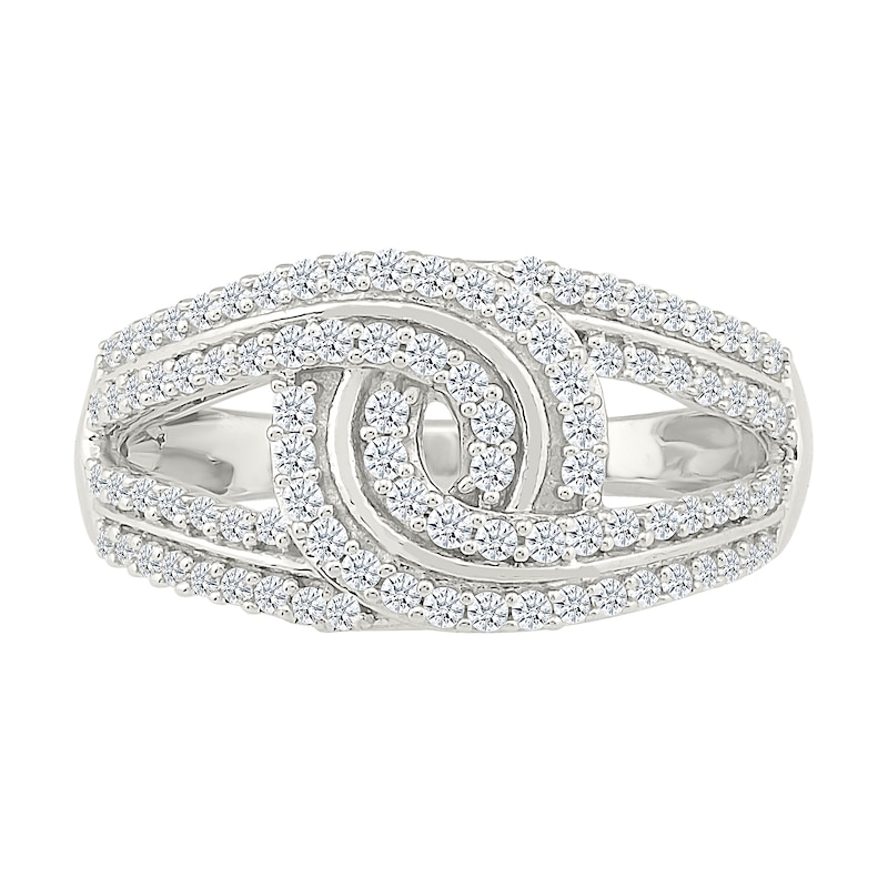 0.45 CT. T.W. Diamond Looping Multi-Row Fashion Ring in Sterling Silver