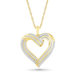 0.45 CT. T.W. Diamond Open Twist Heart Pendant in 10K Gold