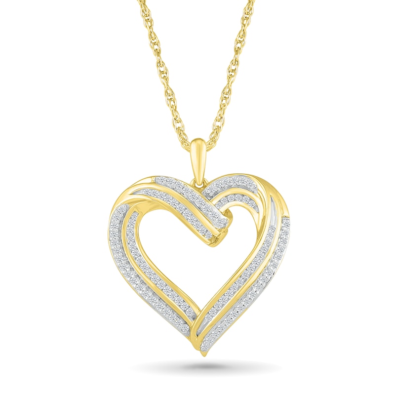 0.45 CT. T.W. Diamond Open Twist Heart Pendant in 10K Gold