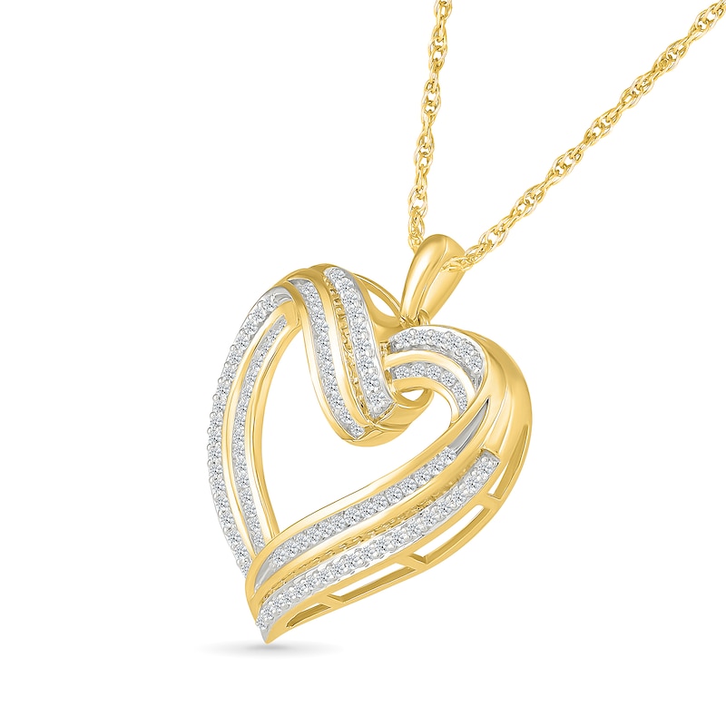 0.45 CT. T.W. Diamond Open Twist Heart Pendant in 10K Gold