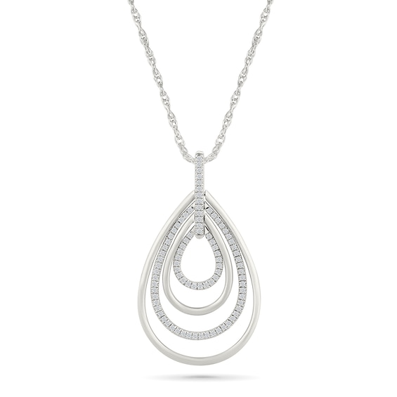 0.23 CT. T.W. Diamond Quad Teardrop Loop Pendant in Sterling Silver