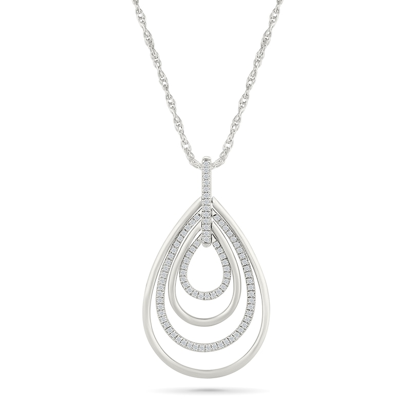 Main Image 1 of 0.23 CT. T.W. Diamond Quad Teardrop Loop Pendant in Sterling Silver