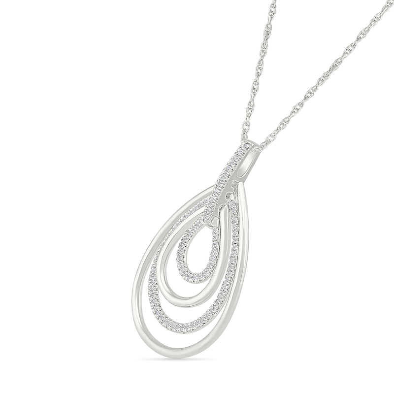 Main Image 2 of 0.23 CT. T.W. Diamond Quad Teardrop Loop Pendant in Sterling Silver