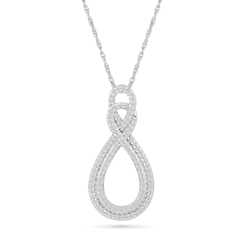 Main Image 1 of 0.29 CT. T.W. Diamond Double-Infinity Pendant in 10K White Gold