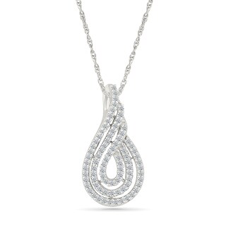 0.45 CT. T.W. Diamond Swirl Flame Pendant in 10K White Gold